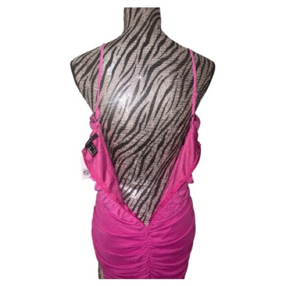 Forever 21 Fuchsia Ruched Rhinestone Mini Dress - Picture 5 of 8